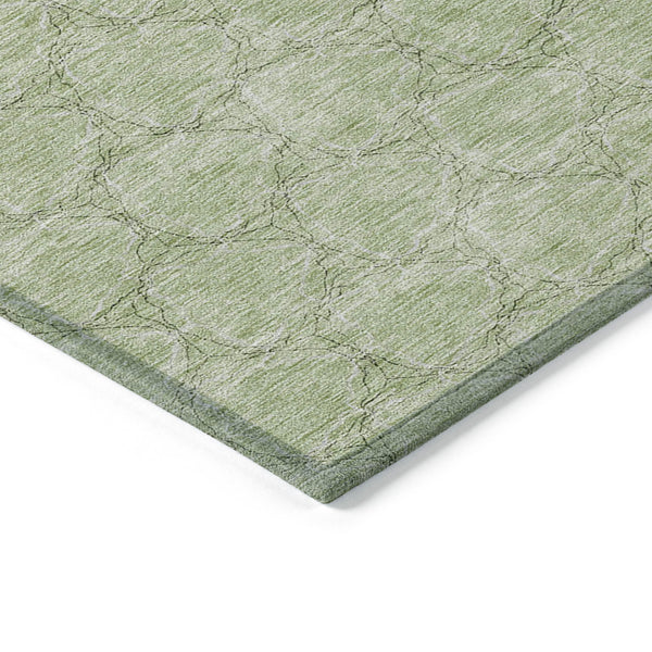 Homeroots 3' X 5' Geometric Washable Area Rug For Indoor & Outdoor Spaces - Durable & Stylish Design Sage Polyester 613535