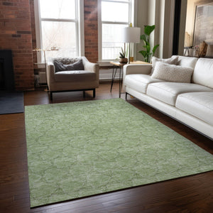 Homeroots 3' X 5' Geometric Washable Area Rug For Indoor & Outdoor Spaces - Durable & Stylish Design Sage Polyester 613535