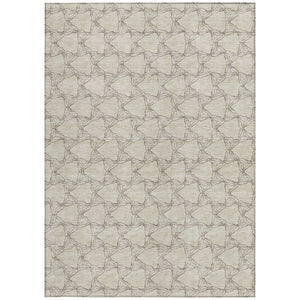 Homeroots 3' X 5' Geometric Washable Area Rug For Indoor & Outdoor Spaces - Durable & Stylish Design Beige Polyester 613536