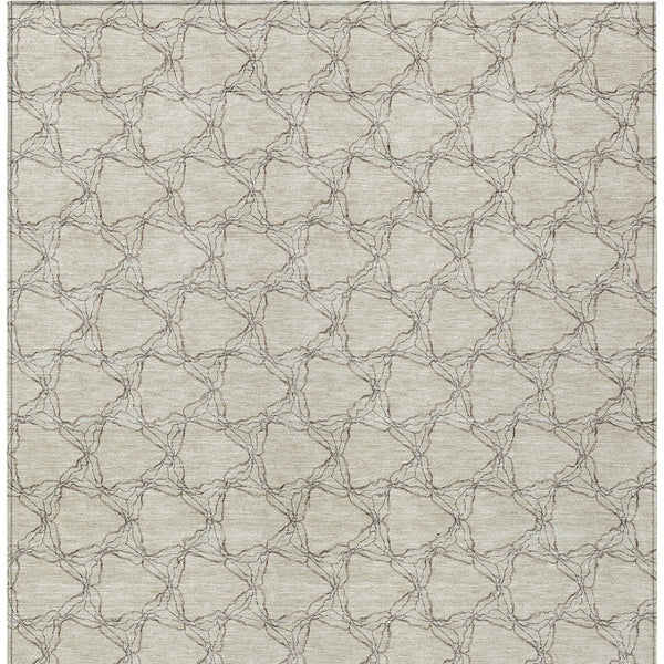 Homeroots 3' X 5' Geometric Washable Area Rug For Indoor & Outdoor Spaces - Durable & Stylish Design Beige Polyester 613537