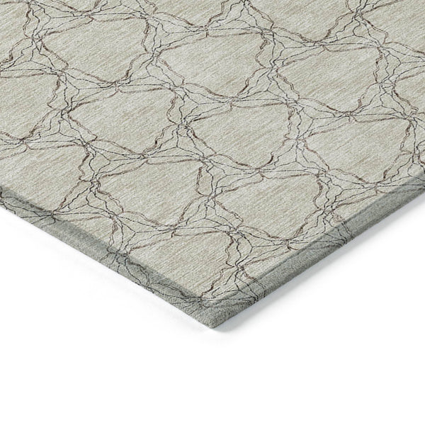 Homeroots 3' X 5' Geometric Washable Area Rug For Indoor & Outdoor Spaces - Durable & Stylish Design Beige Polyester 613537