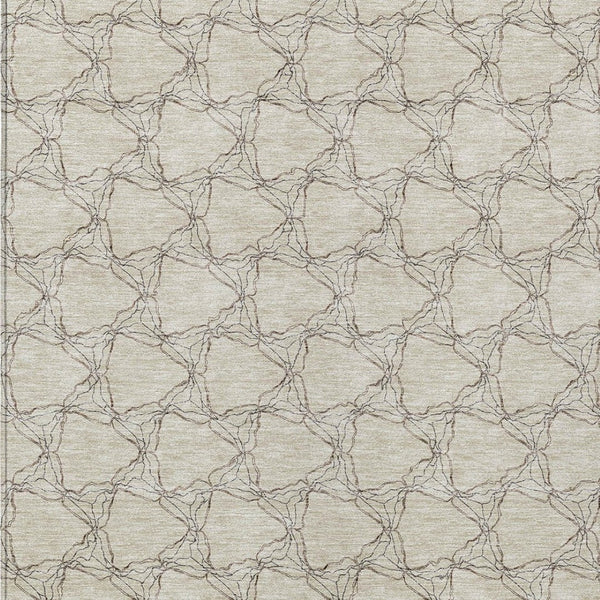Homeroots 3' X 5' Geometric Washable Area Rug For Indoor & Outdoor Spaces - Durable & Stylish Design Beige Polyester 613537