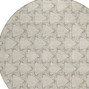 Homeroots 3' X 5' Geometric Washable Area Rug For Indoor & Outdoor Spaces - Durable & Stylish Design Beige Polyester 613538