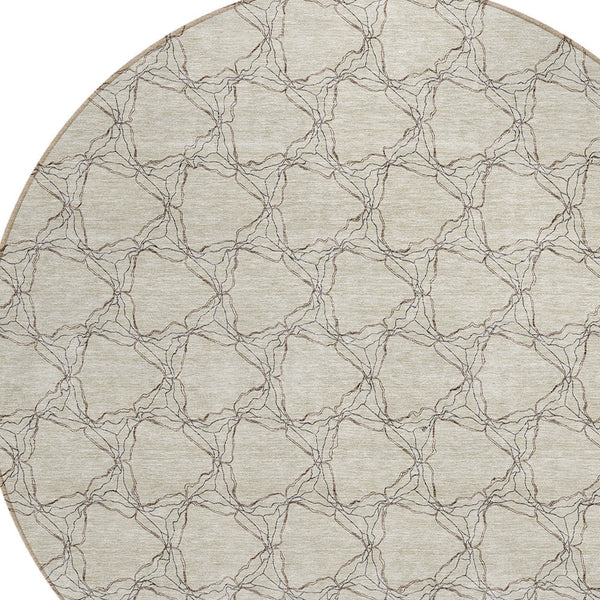 Homeroots 3' X 5' Geometric Washable Area Rug For Indoor & Outdoor Spaces - Durable & Stylish Design Beige Polyester 613538