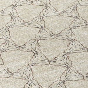 Homeroots 3' X 5' Geometric Washable Area Rug For Indoor & Outdoor Spaces - Durable & Stylish Design Beige Polyester 613538