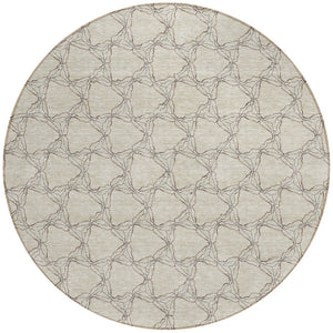 Homeroots 3' X 5' Geometric Washable Area Rug For Indoor & Outdoor Spaces - Durable & Stylish Design Beige Polyester 613538