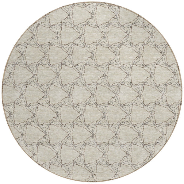 Homeroots 3' X 5' Geometric Washable Area Rug For Indoor & Outdoor Spaces - Durable & Stylish Design Beige Polyester 613538