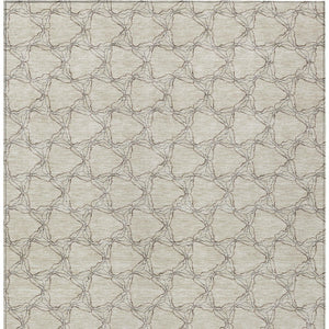 Homeroots 3' X 5' Geometric Washable Area Rug For Indoor & Outdoor Spaces - Durable & Stylish Design Beige Polyester 613539