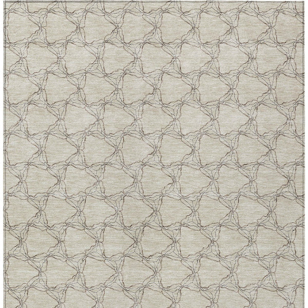 Homeroots 3' X 5' Geometric Washable Area Rug For Indoor & Outdoor Spaces - Durable & Stylish Design Beige Polyester 613539