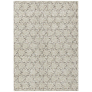 Homeroots 3' X 5' Geometric Washable Area Rug For Indoor & Outdoor Spaces - Durable & Stylish Design Beige Polyester 613539