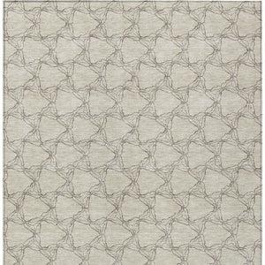 Homeroots 3' X 5' Geometric Washable Area Rug For Indoor & Outdoor Spaces - Durable & Stylish Design Beige Polyester 613540