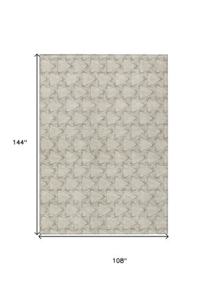 Homeroots 3' X 5' Geometric Washable Area Rug For Indoor & Outdoor Spaces - Durable & Stylish Design Beige Polyester 613540