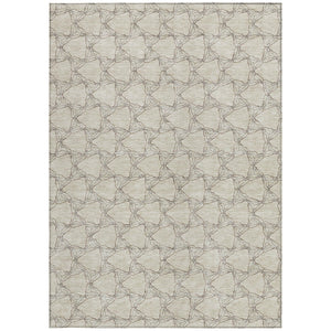 Homeroots 3' X 5' Geometric Washable Area Rug For Indoor & Outdoor Spaces - Durable & Stylish Design Beige Polyester 613541
