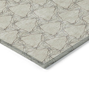 Homeroots 3' X 5' Geometric Washable Area Rug For Indoor & Outdoor Spaces - Durable & Stylish Design Beige Polyester 613541