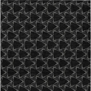 Homeroots 3' X 5' Geometric Washable Area Rug For Indoor & Outdoor Spaces - Durable & Stylish Design Black Polyester 613543
