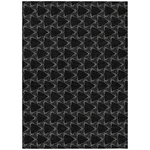 Homeroots 3' X 5' Geometric Washable Area Rug For Indoor & Outdoor Spaces - Durable & Stylish Design Black Polyester 613543