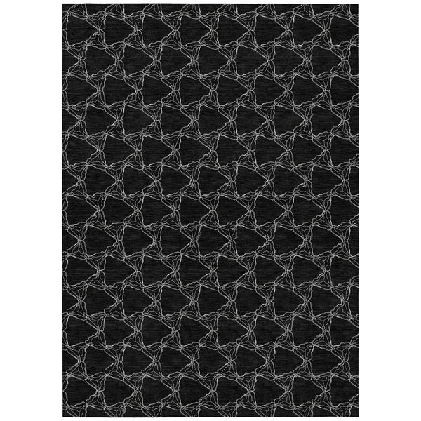 Homeroots 3' X 5' Geometric Washable Area Rug For Indoor & Outdoor Spaces - Durable & Stylish Design Black Polyester 613543