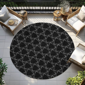 Homeroots 3' X 5' Geometric Washable Area Rug For Indoor & Outdoor Spaces - Durable & Stylish Design Black Polyester 613544