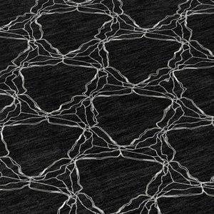 Homeroots 3' X 5' Geometric Washable Area Rug For Indoor & Outdoor Spaces - Durable & Stylish Design Black Polyester 613544