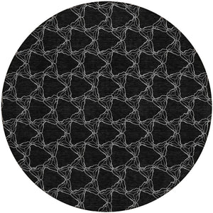 Homeroots 3' X 5' Geometric Washable Area Rug For Indoor & Outdoor Spaces - Durable & Stylish Design Black Polyester 613544