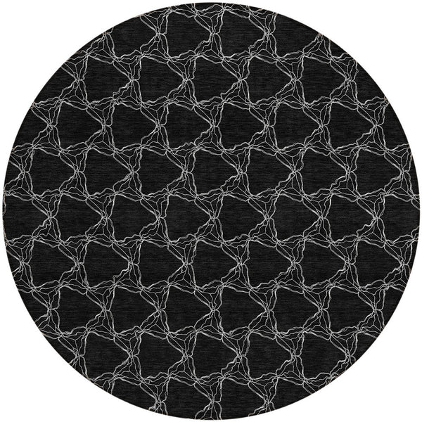 Homeroots 3' X 5' Geometric Washable Area Rug For Indoor & Outdoor Spaces - Durable & Stylish Design Black Polyester 613544