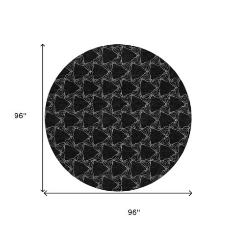 Homeroots 3' X 5' Geometric Washable Area Rug For Indoor & Outdoor Spaces - Durable & Stylish Design Black Polyester 613544