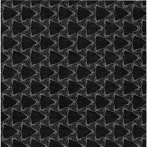 Homeroots 3' X 5' Geometric Washable Area Rug For Indoor & Outdoor Spaces - Durable & Stylish Design Black Polyester 613545