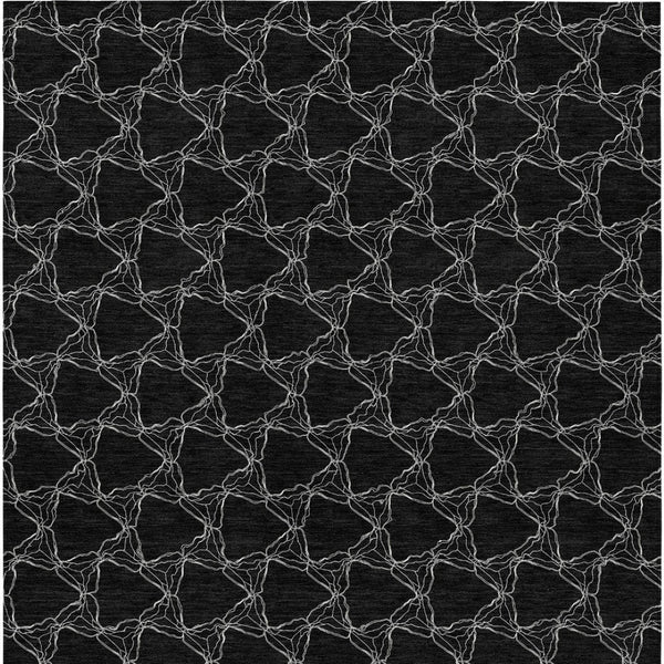 Homeroots 3' X 5' Geometric Washable Area Rug For Indoor & Outdoor Spaces - Durable & Stylish Design Black Polyester 613545