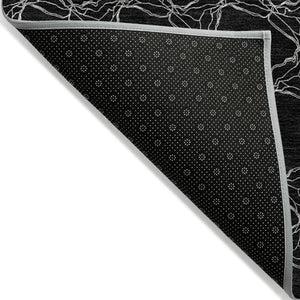 Homeroots 3' X 5' Geometric Washable Area Rug For Indoor & Outdoor Spaces - Durable & Stylish Design Black Polyester 613545
