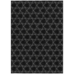 Homeroots 3' X 5' Geometric Washable Area Rug For Indoor & Outdoor Spaces - Durable & Stylish Design Black Polyester 613546