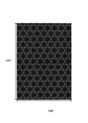 Homeroots 3' X 5' Geometric Washable Area Rug For Indoor & Outdoor Spaces - Durable & Stylish Design Black Polyester 613546