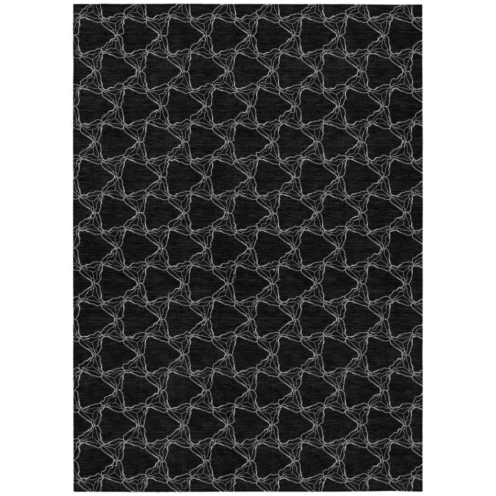 HomeRoots 5' Durable Black and White Geometric Indoor Outdoor Area Rug for High-Traffic Spaces and Style 9' X 12' 613546