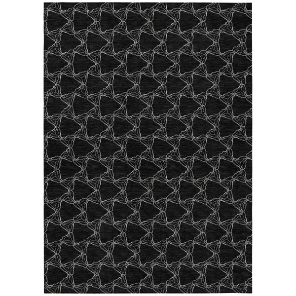 HomeRoots 5' Durable Black and White Geometric Indoor Outdoor Area Rug for High-Traffic Spaces and Style 9' X 12' 613546