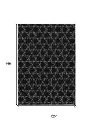 Homeroots 3' X 5' Geometric Washable Area Rug For Indoor & Outdoor Spaces - Durable & Stylish Design Black Polyester 613547