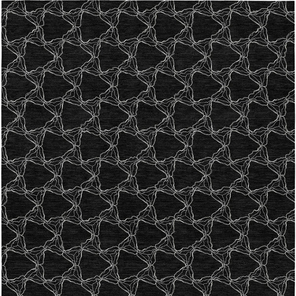 Homeroots 3' X 5' Geometric Washable Area Rug For Indoor & Outdoor Spaces - Durable & Stylish Design Black Polyester 613547