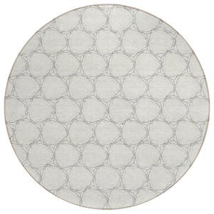HomeRoots 5' Modern Ivory and Black Geometric Area Rug - Stylish, Washable, Ideal for Indoor and Outdoor Spaces 8' Round 613556