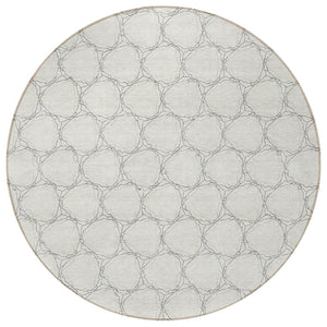 HomeRoots 5' Modern Ivory and Black Geometric Area Rug - Stylish, Washable, Ideal for Indoor and Outdoor Spaces 8' Round 613556
