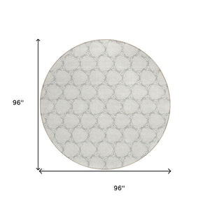 HomeRoots 5' Modern Ivory and Black Geometric Area Rug - Stylish, Washable, Ideal for Indoor and Outdoor Spaces 8' Round 613556
