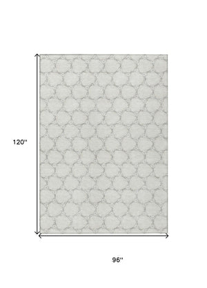HomeRoots 5' Modern Ivory and Black Geometric Area Rug - Stylish, Washable, Ideal for Indoor and Outdoor Spaces 8' X 10' 613557
