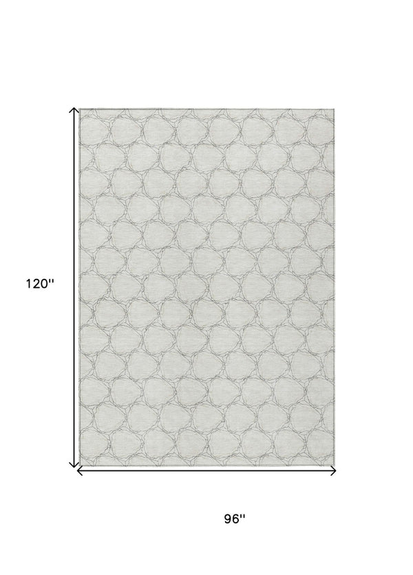 HomeRoots 5' Modern Ivory and Black Geometric Area Rug - Stylish, Washable, Ideal for Indoor and Outdoor Spaces 8' X 10' 613557