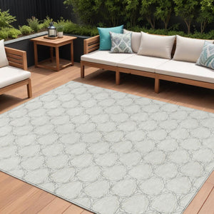 HomeRoots 5' Modern Ivory and Black Geometric Area Rug - Stylish, Washable, Ideal for Indoor and Outdoor Spaces 8' X 10' 613557