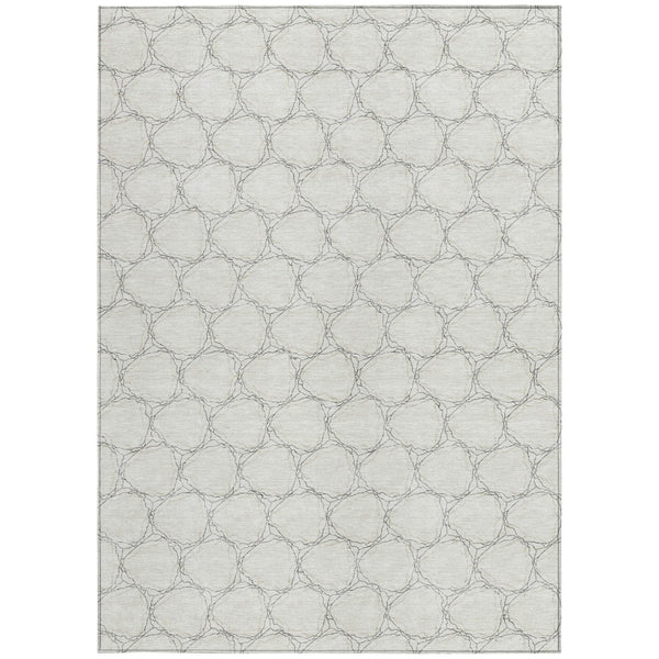 HomeRoots 5' Modern Ivory and Black Geometric Area Rug - Stylish, Washable, Ideal for Indoor and Outdoor Spaces 8' X 10' 613557
