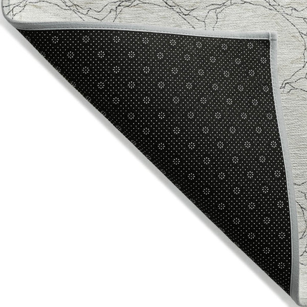 HomeRoots 5' Modern Ivory and Black Geometric Area Rug - Stylish, Washable, Ideal for Indoor and Outdoor Spaces 9' X 12' 613558