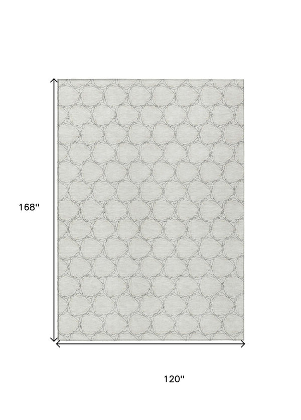 HomeRoots 5' Modern Ivory and Black Geometric Area Rug - Stylish, Washable, Ideal for Indoor and Outdoor Spaces 10' X 14' 613559