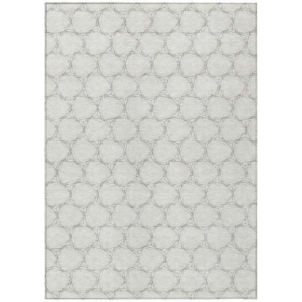 HomeRoots 5' Modern Ivory and Black Geometric Area Rug - Stylish, Washable, Ideal for Indoor and Outdoor Spaces 10' X 14' 613559