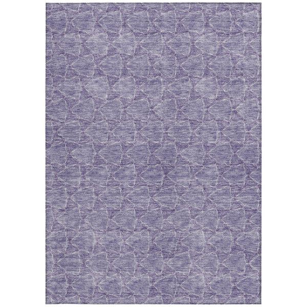 HomeRoots 5' Stylish Lavender and Ivory Geometric Washable Area Rug for Indoors and Outdoors - Durable & Easy Care 5' X 8' 613561