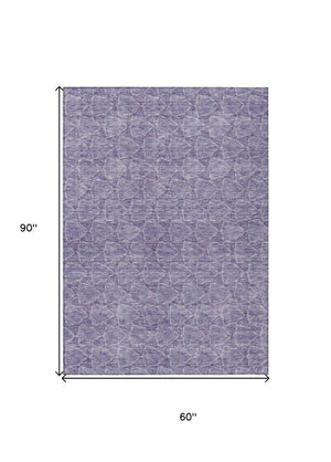HomeRoots 5' Stylish Lavender and Ivory Geometric Washable Area Rug for Indoors and Outdoors - Durable & Easy Care 5' X 8' 613561