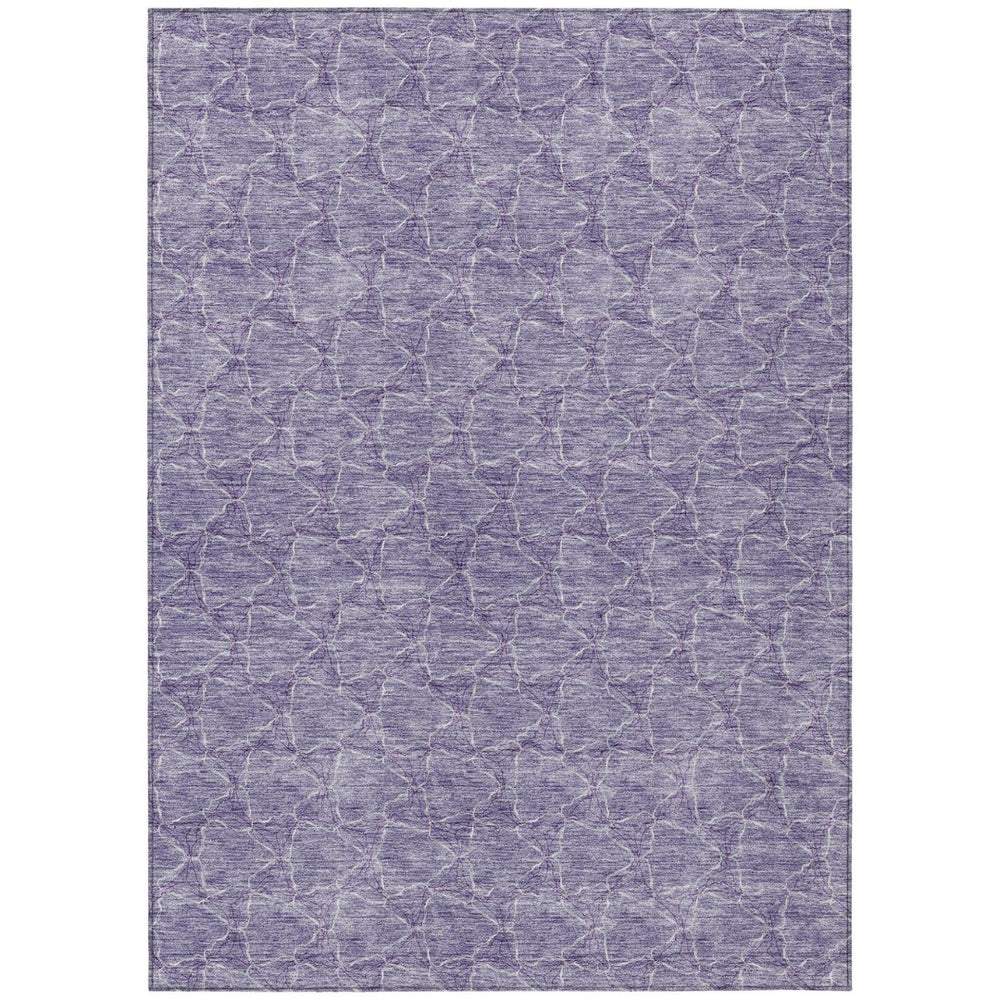 HomeRoots 5' Stylish Lavender and Ivory Geometric Washable Area Rug for Indoors and Outdoors - Durable & Easy Care 5' X 8' 613561