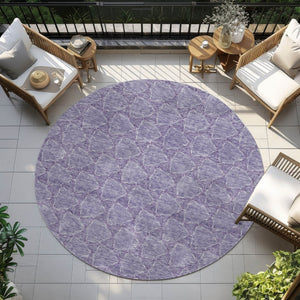 HomeRoots 5' Stylish Lavender and Ivory Geometric Washable Area Rug for Indoors and Outdoors - Durable & Easy Care 8' Round 613562