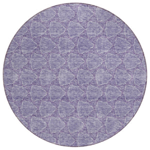 HomeRoots 5' Stylish Lavender and Ivory Geometric Washable Area Rug for Indoors and Outdoors - Durable & Easy Care 8' Round 613562
